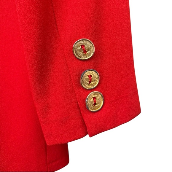 Vtg 80s Two Piece Skirt Suit Set Size 8 Red Gold Holiday Festive Liz Claiborne - Picture 4 of 15